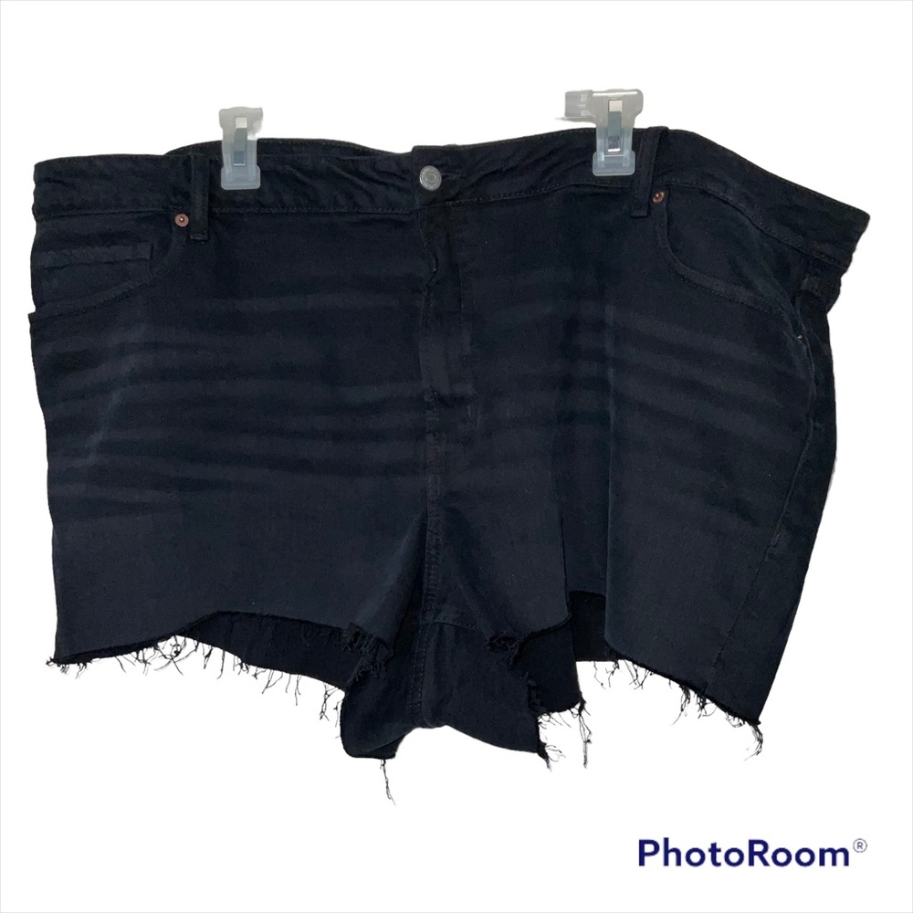 Old Navy 26 Shorts Black Cut Offs HIGH-RISE O.G. STRAIGHT Denim Jean Raw Hem